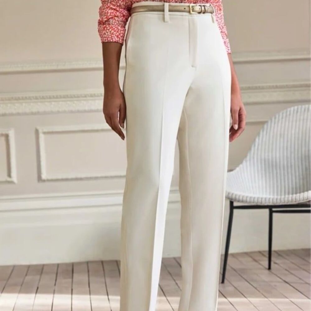 Nine West wide leg pintuck white trouser pants